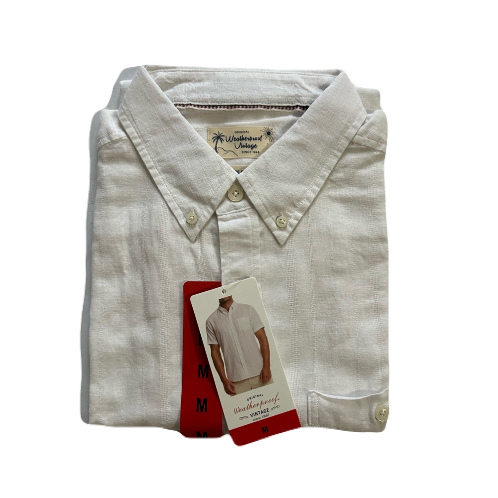 Weatherproof Vintage Men's Linen/Cotton Short Sleeve Woven Shirt - Picture 3 of 13